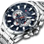 Stainless Steel Chronograph Big Dial Quartz Clock with Luminous Pointers for Men