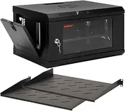 6U Network Rack,Wall Mount Server Cabinet,Home Network Cabinet,Office IT Rack Enclosure,for Server Network Switch,Include 1U Shelves with Lock Glass Door Removable Side Panels Ventilate 15.5*20" Deep