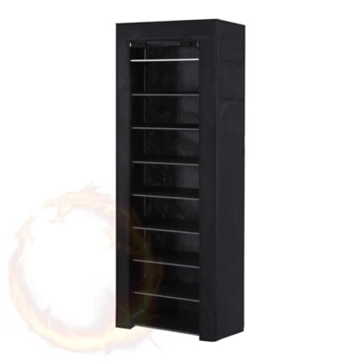 Artiss Shoe Rack 10-tier 27 Pairs Removable Cover Black