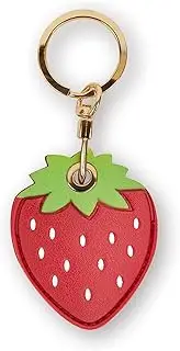 XSUIOY Leather Keychain Case Holder Compatible with Apple AirTag, GPS Airtag Keychain Finder Tracker with Key Ring, Anti-Scratch Protective Air Tag Cover for Keys, Wallet(Strawberry)