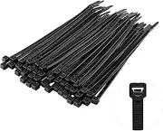 Black Cable Ties 4 inch - 100mm x 2.5mm, Pack of 100, Small Nylon Zip Ties, Multi-Purpose Plastic Tie Wraps, Secure Self-Locking Mechanism, for Home, Garden, Office and DIY