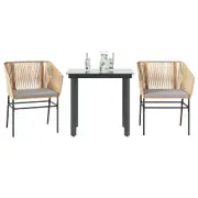 Garden Dining Set with Cushions Table and Chair Set Poly Rattan Glass vidaXL