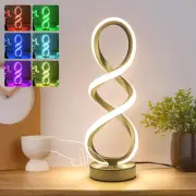 Modern RGB Table Lamp, 7 Colors 10 Double Spiral-15.7" RGB, Gold Spiral -