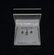 GRAD/BRIDE Victoria Townsend Gen Peridot & Diamond 925 SS Necklace & Earring Set