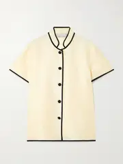[LIBEROWE] LIBEROWE - Mandarin Linen-blend Blouse - Cream - small small Cream