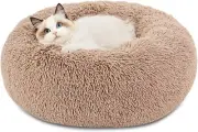 Bedsure Calming Cat Bed 20" Shag Fur Donut Cuddler