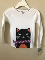 Carter's White Black Orange Cat Whiskers Sparkle Girls' Long Sleeve Top Size 24M