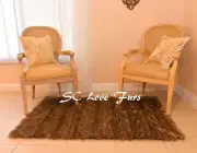 Light Wolf Stripes Furs Plush Grizzly Rectangle Bear Rug Faux Fur Area Throw Rug