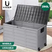 Livsip Outdoor Storage Box Lockable Weatherproof Garden DeckToy Shed 290L GREY