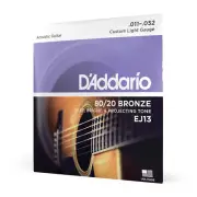 D'Addario EJ13 Custom Light 80/20 Bronze Acoustic Guitar Strings (11-52 Gauge)