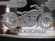 1.4 OZ.999 SILVER (1936 UL 80) HARLEY DAVIDSON 90TH ANNIVERSARY INGOT+GOLD COA.