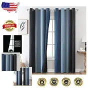 Luxurious Ombre Blackout Curtains 84" Long - 100% Light Blocking, 2-Panel Set