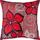 DIY Needlepoint/Tapestry Pillow Kit "Red Flowers" 16x16 in / 40x40 cm