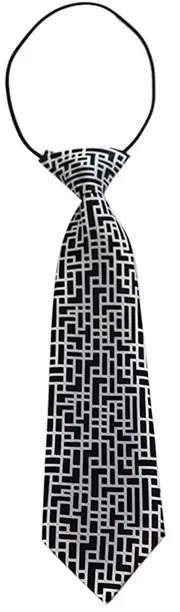 Kids Boys Black & White Patterned Elastic Neck Tie - Maze