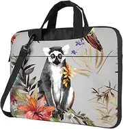 [KHiry] Laptop Shoulder Bag Laptop Bag Computer Bag Animals Lemur Flowers Pattern Messenger Bag for Unisex