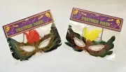 2 Feather Mardi Gras Halloween, Mask Eye Mask, Masquerade Ball C-25-T
