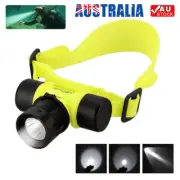 Underwater Diving Flashlight Battery LED Head Light Scuba Torch Lamp Waterproof
