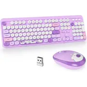 ANYMOB Bluetooth Keyboard And Mouse Combo Set Light Purple Full Size Compatible Soft Touch Keys Quiet Clicks