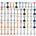 56PCS Stainless Steel CZ/Opal Nose Lip Ring Studs Labret Monroe Helix Tragus Set