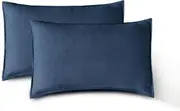 Vintage Washed Microfibre Standard Pillowcases - Set of 2 Luxurious Standard Pillow Covers - Navy