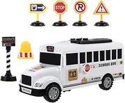 Totority 1 Set Pull Back School Bus for Friction Powered Vehicle Safe and Exquisite Design for Boys and Present for Parties and Birthdays