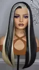 New Long Straight 13x4 Free-Part Lace Frontal Wig 613 Blonde Black Womens Hair
