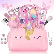 Kids Makeup Kit for Girls, Washable Makeup kit Toys, with Cute Unicorn Bag, Real Make up Set for Kid Little Toddlers Princess Christmas Birthday Gifts Age 6 7 8 9 10 11 12
