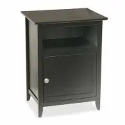 Black Nightstand Bedside Table 1 Door End Side Storage Shelf Bedroom Furniture