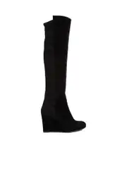 Stuart Weitzman x Russell Bromley Black Suede Wedge Knee Boots