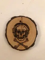 2.5” Hand Burned Pyrography Ornament “Death By Stereo”