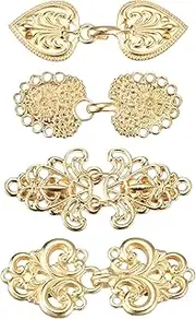 [uxcell] 4pcs Vintage Sweater Clips Cape Cloak Clasp Retro Cardigan Clips Shawl Collar Clasp Dress Shirt Brooch Clip for Women(Gold)