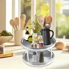 2 Tier Lazy Susan Turntable Tabletop Stand for Parlor Counter Dining Table