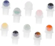 Healeved 10pcs Perfume Bottles with Natural Jade Stone Roller Balls for Essential Oils Aromatherapy Skincare Leak Resistant Easy Installation Refillable Containers