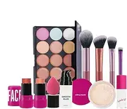 Beginner Makeup Kit | Eyeshadow Palette Face Primer Brushes,Make up Set, Blush Stick Loose Powder Long-Lasting for Women, Girls, Teens