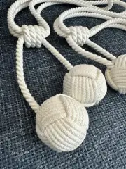 Curtain Tie Backs White Rope Nautical Coastal Ball Style