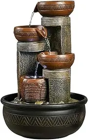 4-Tier Fountain, Tabletop Fountain with LED Lights, Water Fountains Soothing Sound Relaxation Meditation Fountain