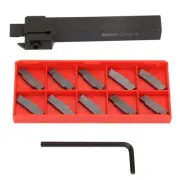 Lathe Cut Off Grooving Parting Tool Holder With 10pcs Inserts Accessories