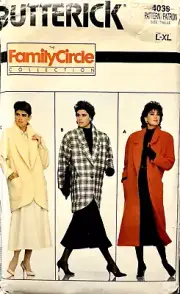 Butterick Pattern 4039 Misses' Lined Coat Loose-fitting In 2 lengths Size L - XL