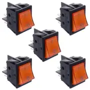 5 x Orange On-Off 110V illuminated Rocker Switch DPST 16A