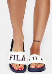 [Fila] Furry Drifter Collegiate Slide Sandals