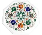 Marble Octagon Center Console Table Top Mosaic Inlaid Elegant Floral Decor H1393