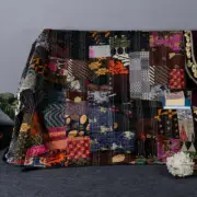 Indian beautiful silk patola kantha king quilt bedspread patchwork blanket throw