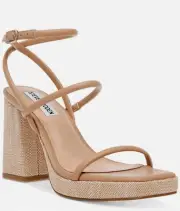 Steve Madden NIB Pennie Strappy Platform Dress Sandal in Natural Raffia Size 9.5