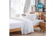 King Single Size White Color Poly Cotton Fitted Sheet Flat Sheet Pillowcase Sheet Set