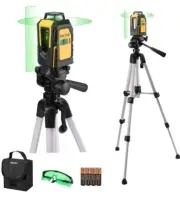 PREXISO 360° Degree Green Beam Self Leveling Cross Line Laser Level with Tripod