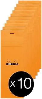 Rhodia 8600C - Pack of 10 Notepads Shopping Pad No.8 7.4 x 21 cm 80 Sheets Lined 80 g, Orange, 1 Pack