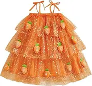 [Ayalinggo] Easter Dresses for Girls Carrot Tulle Sequin Heart Slip Dress Layered Tutu Tulle Cake Skirt Little Girl Clothes