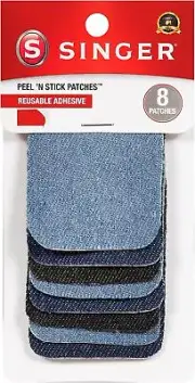 SINGER 00378 Peel N Stick Reusable Patches, 2-Inch x 3-Inch, ['Denim']