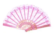 LACE FAN Hand Folding Wedding Party Bridal Spanish Costume Accessory - Light Pink
