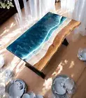 Rectangle Ocean Wave Epoxy Resin Dining Table Console Bar Home Decor Furniture
